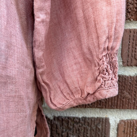 Sigrid Olsen Womens L Rose Linen Button Up 3/4 Sleeves Lagenlook peasant Shirt - Picture 5 of 8